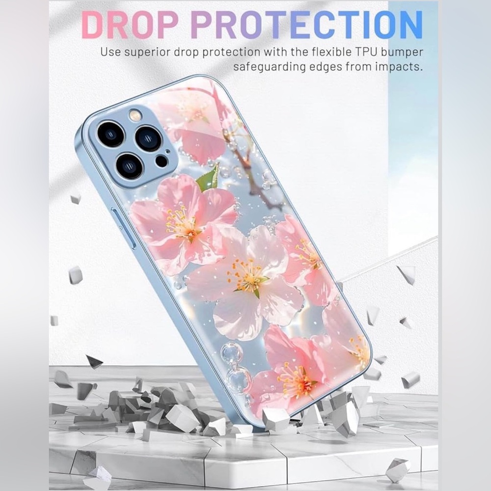 iPhone Pro Max Bundle Floral Blue Phone Case and Screen Protectors NWT - Picture 3 of 9